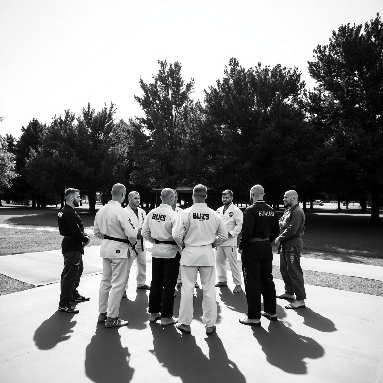 BJJ community gathered in a park